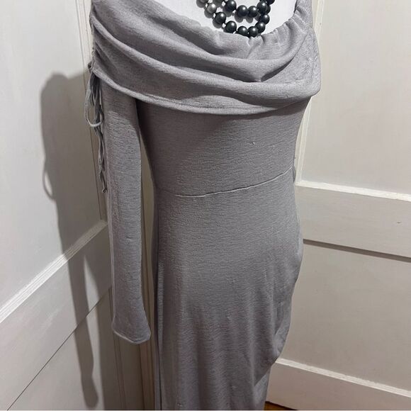 PrettyLittleThing Light Gray Cowl Neck Dress women's Size 12 - Picture 6 of 15